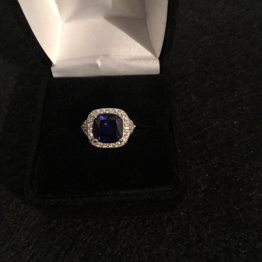 Avon Sapphire & cubic zirconia ring